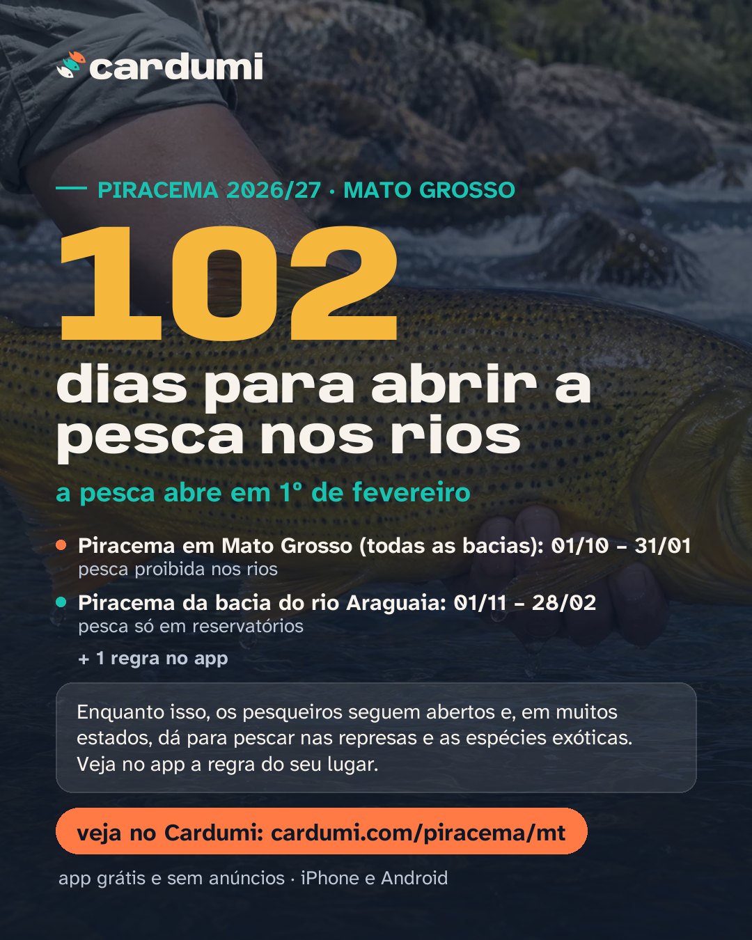 Cartão da piracema em Mato Grosso