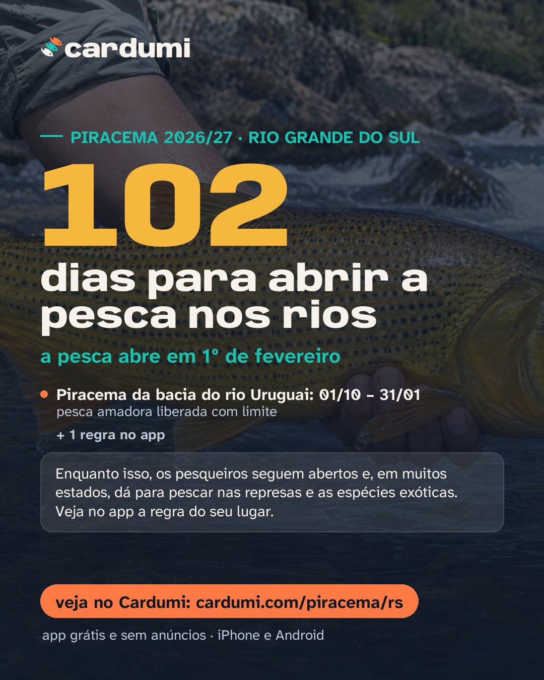 Cartão da piracema em Rio Grande do Sul
