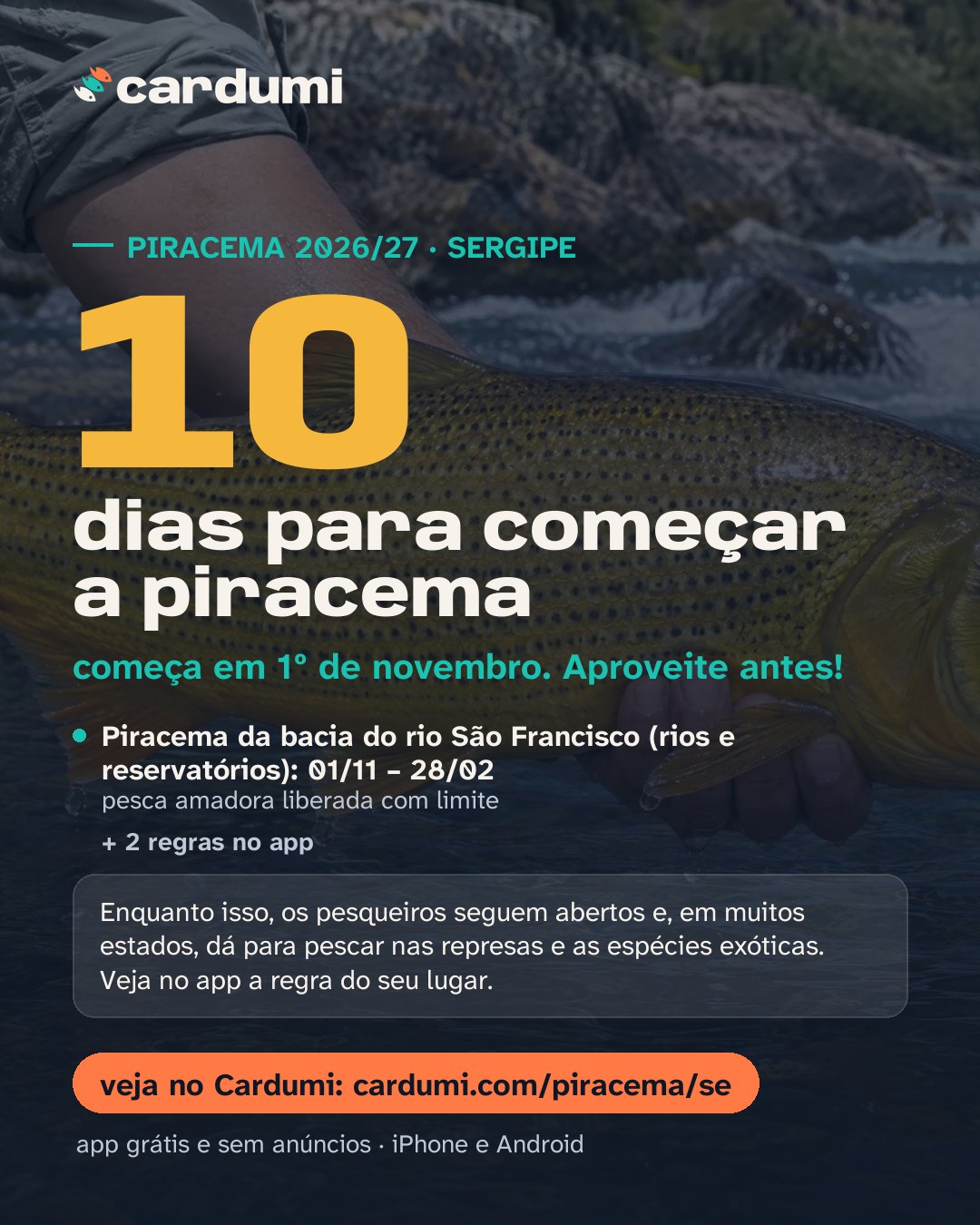 Cartão da piracema em Sergipe