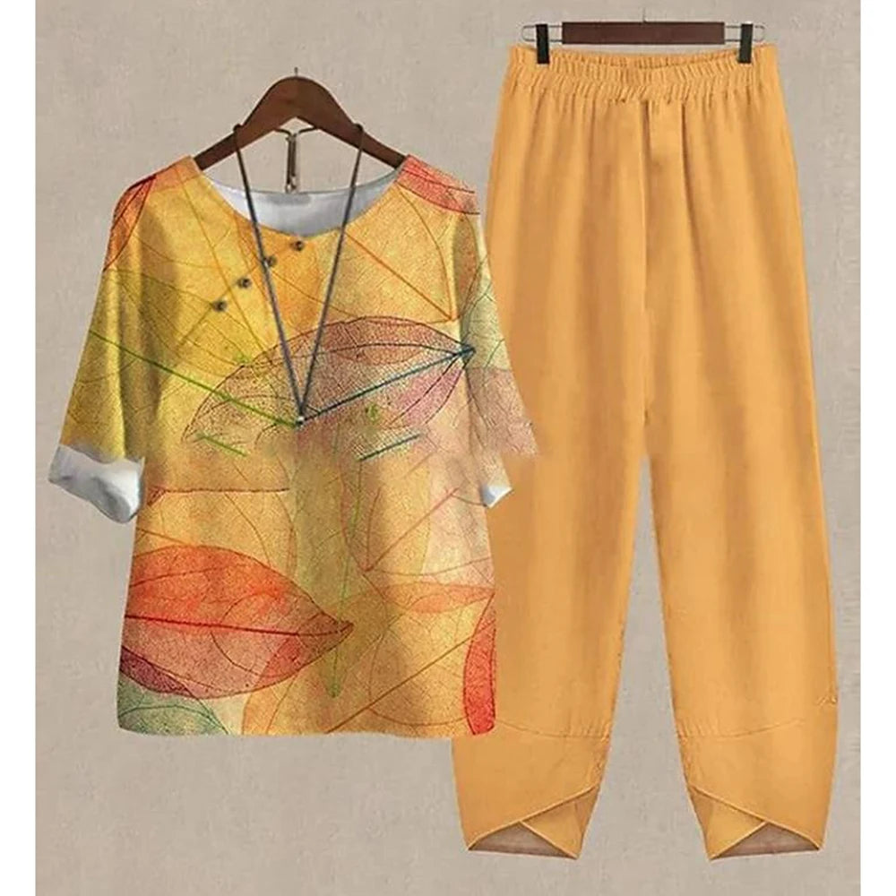 Conjunto Calça e Blusa Largas Estampada Cardumi REF 069