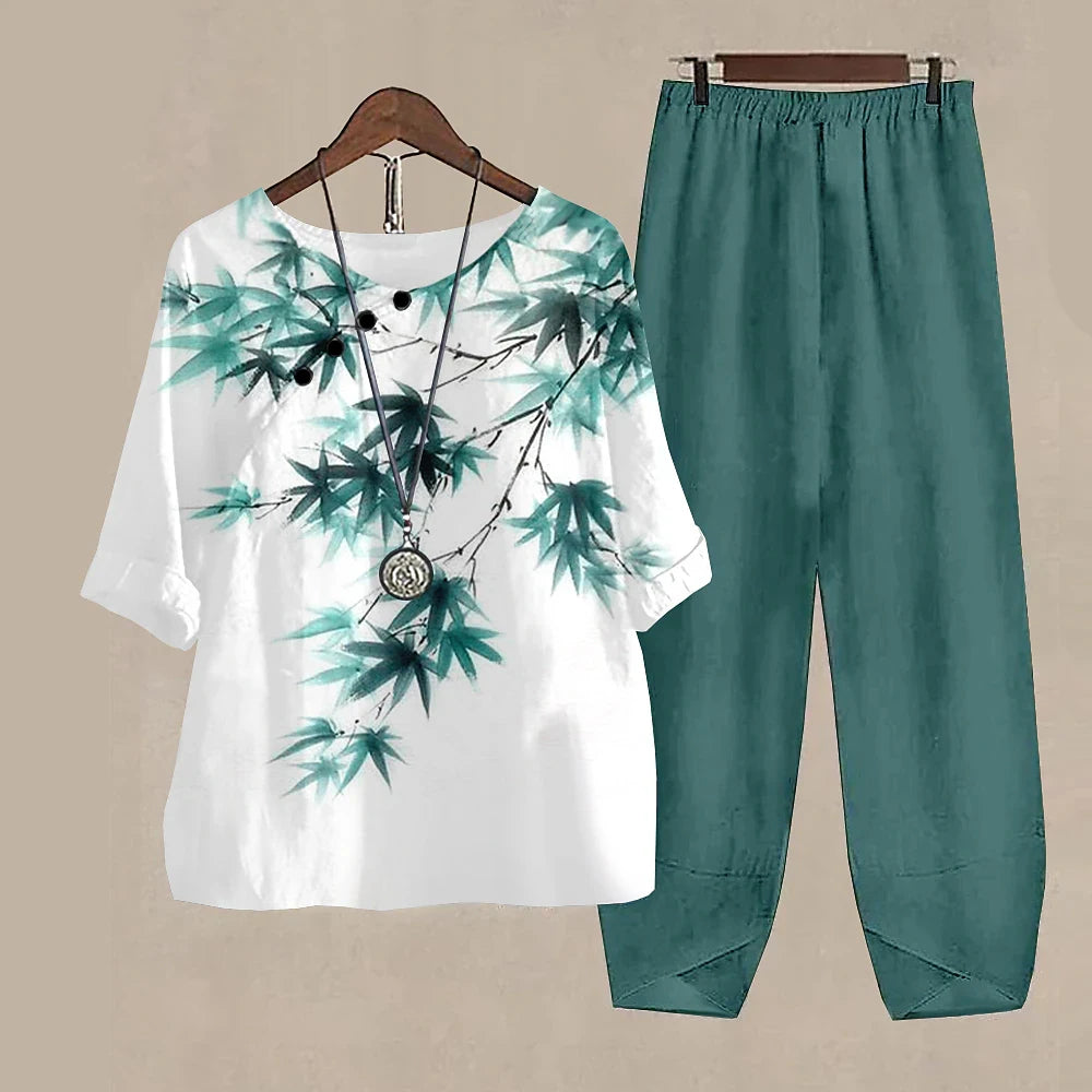 Conjunto Calça e Blusa Largas Estampada Cardumi REF 069