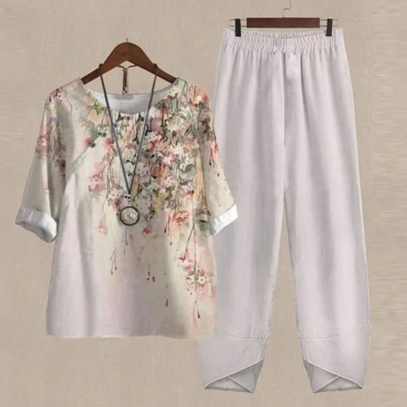 Conjunto Calça e Blusa Largas Estampada Cardumi REF 069