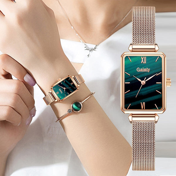 Relógio + Bracelete Feminino Glamour