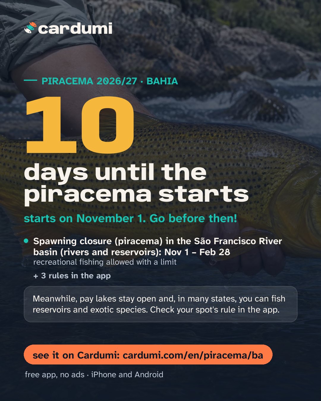 Piracema card for Bahia