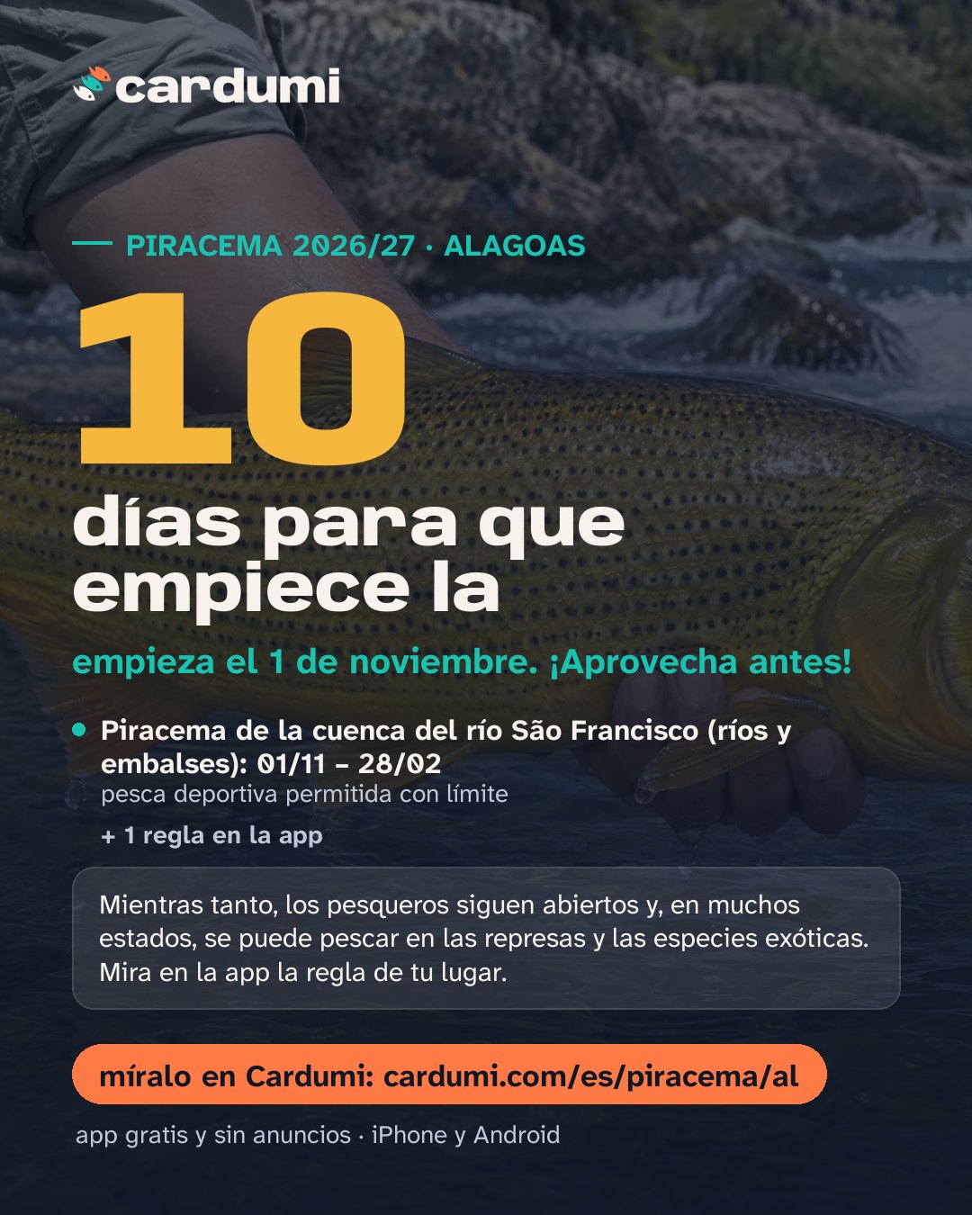 Tarjeta de la piracema en Alagoas