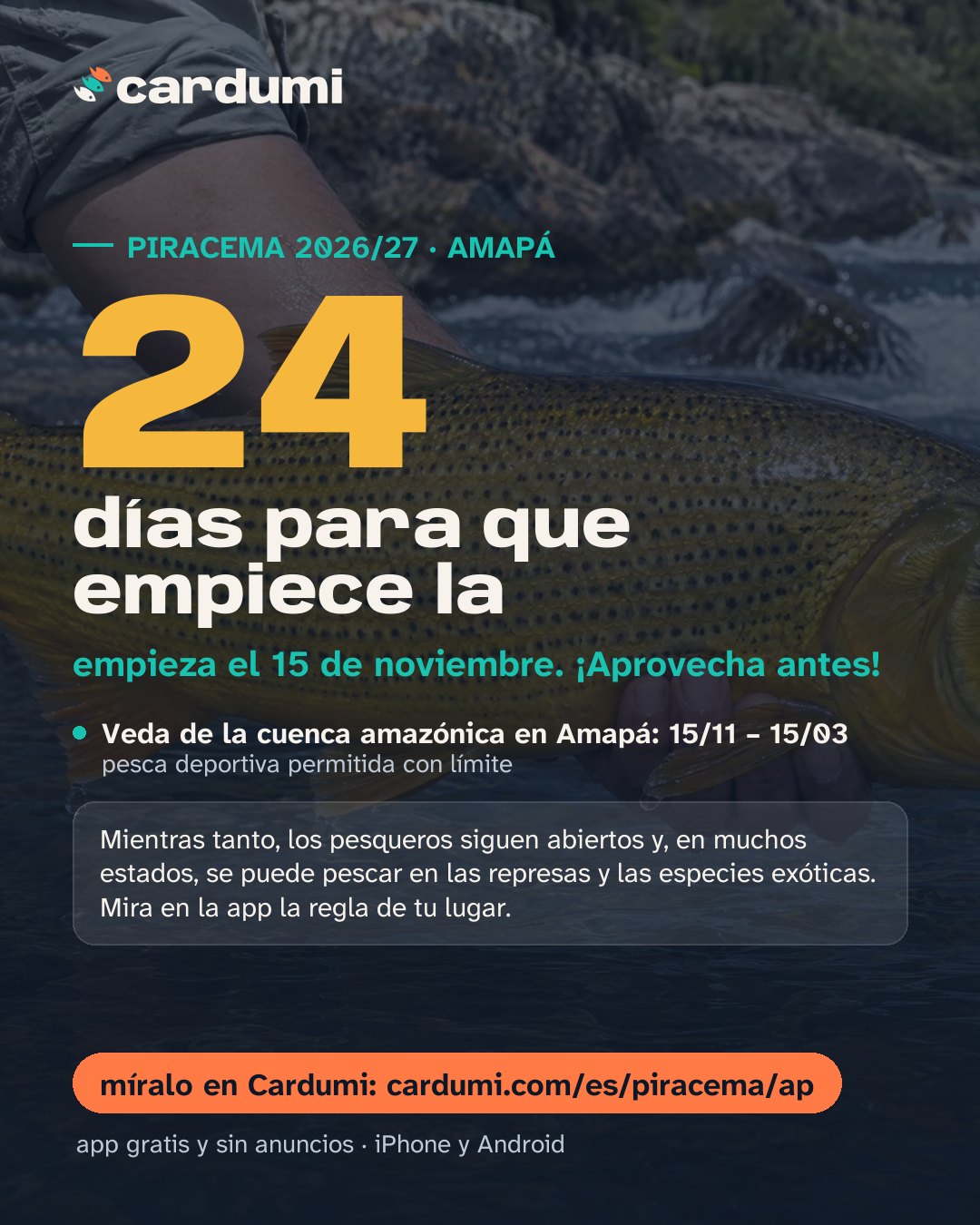 Tarjeta de la piracema en Amapá