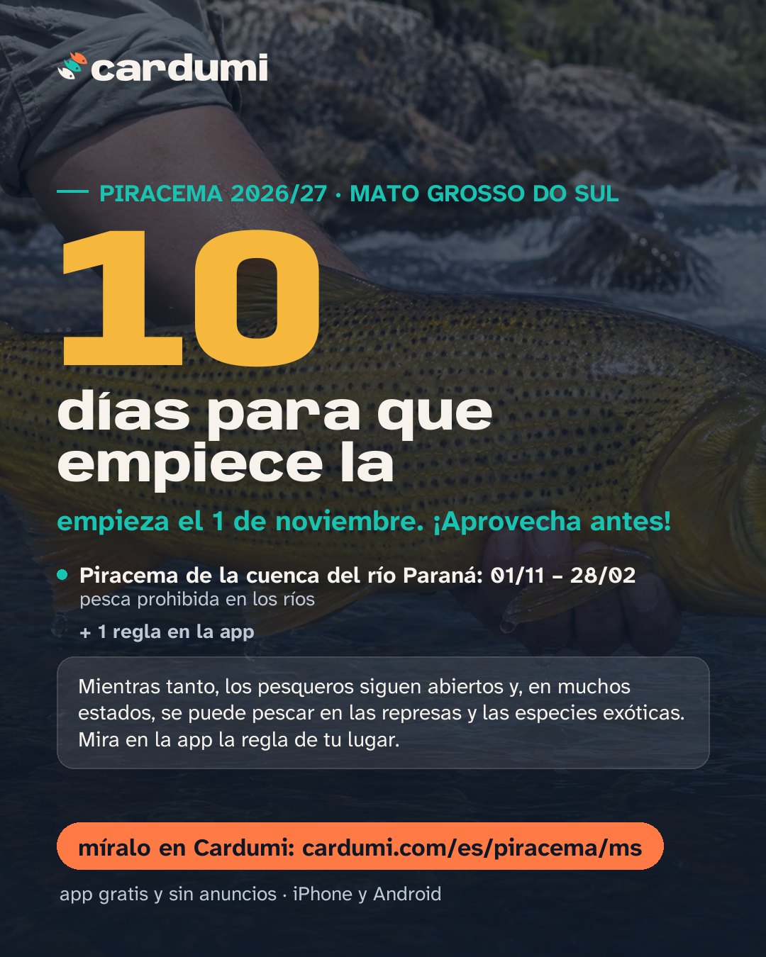 Tarjeta de la piracema en Mato Grosso do Sul