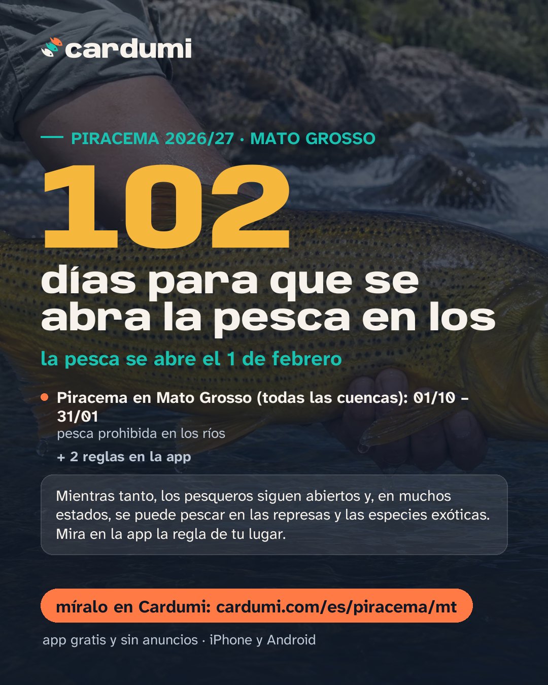 Tarjeta de la piracema en Mato Grosso