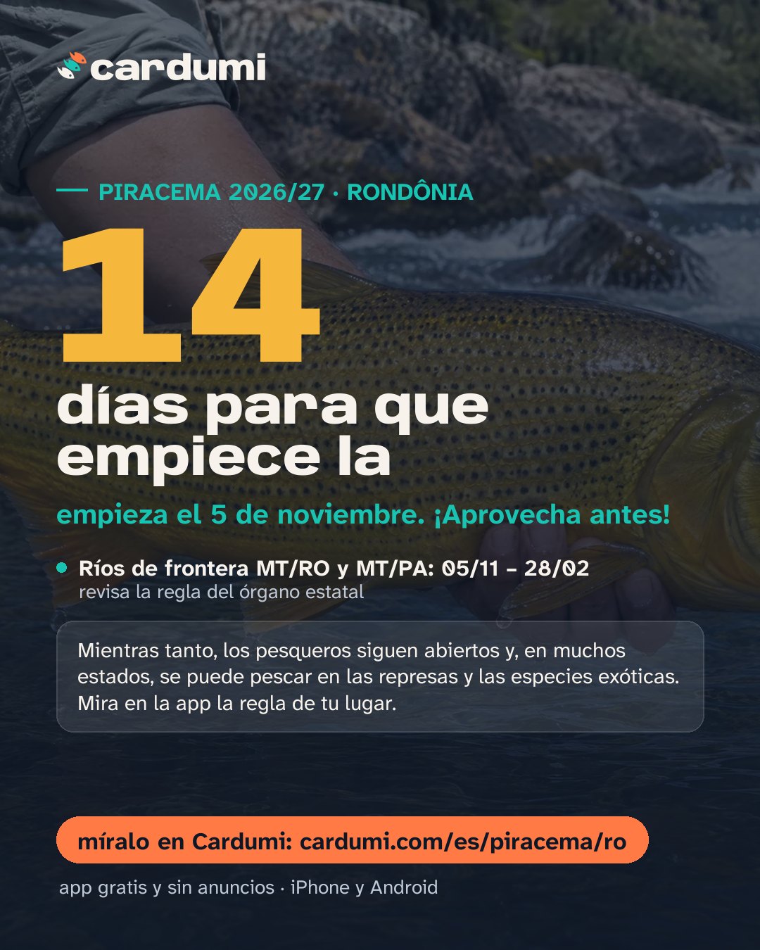 Tarjeta de la piracema en Rondônia