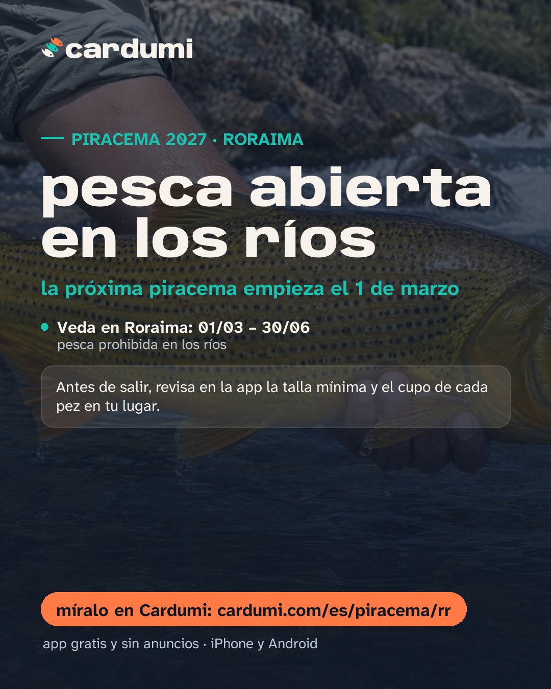 Tarjeta de la piracema en Roraima