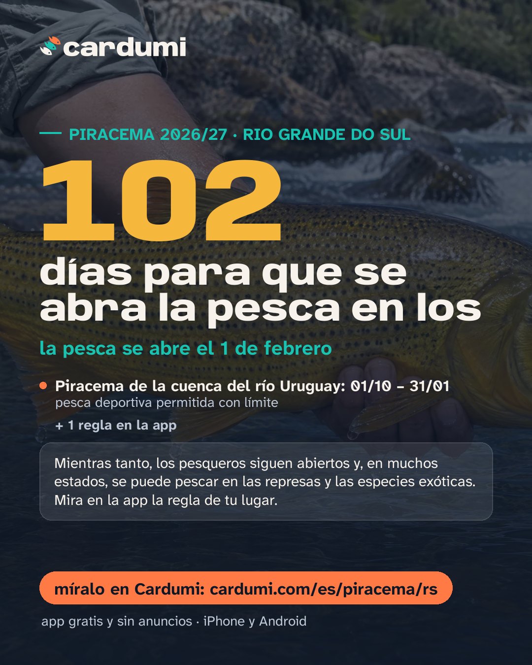 Tarjeta de la piracema en Rio Grande do Sul