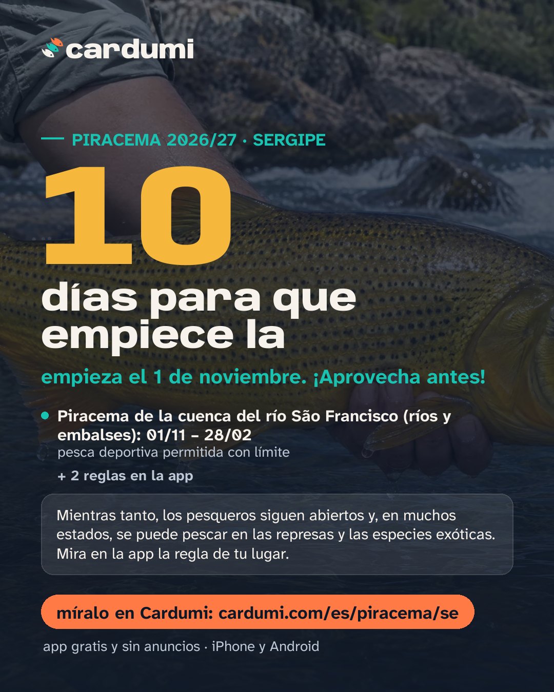 Tarjeta de la piracema en Sergipe