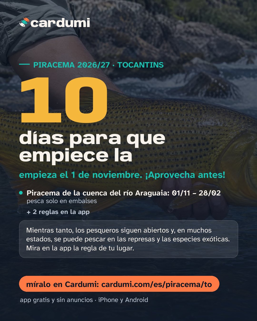 Tarjeta de la piracema en Tocantins