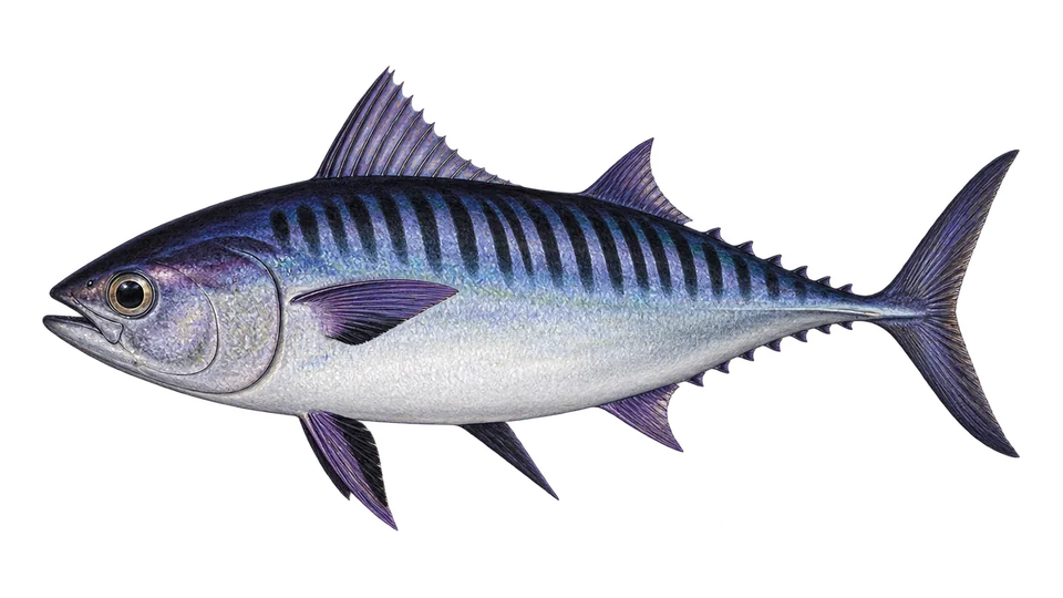 Scientific illustration of Bullet tuna