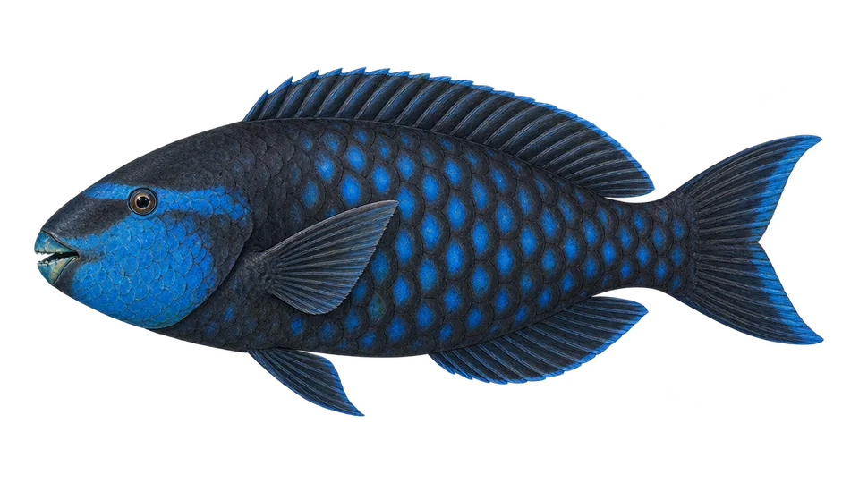 Scientific illustration of Midnight parrotfish