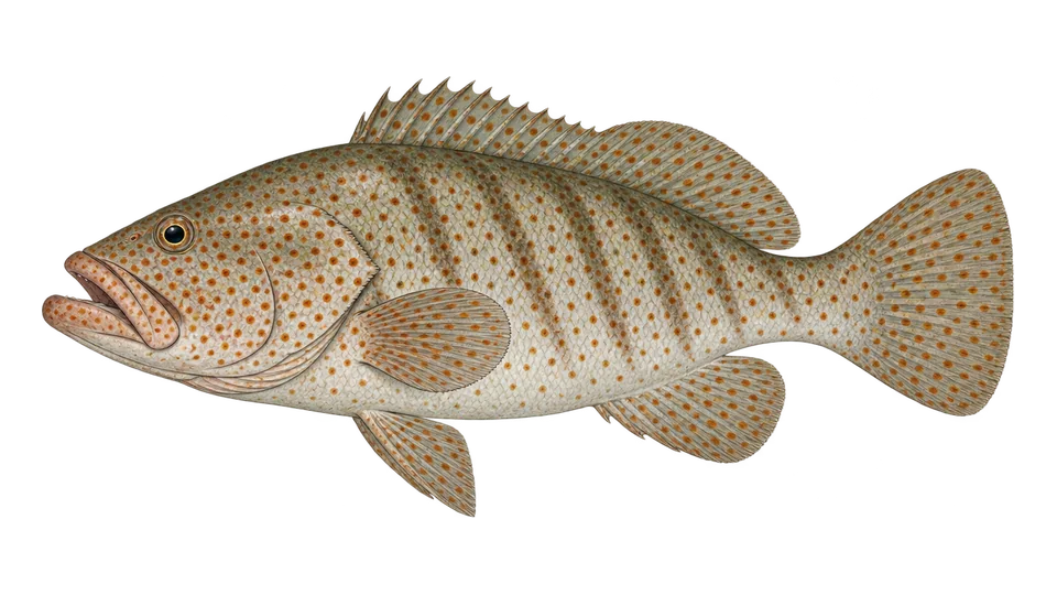 Scientific illustration of Red hind