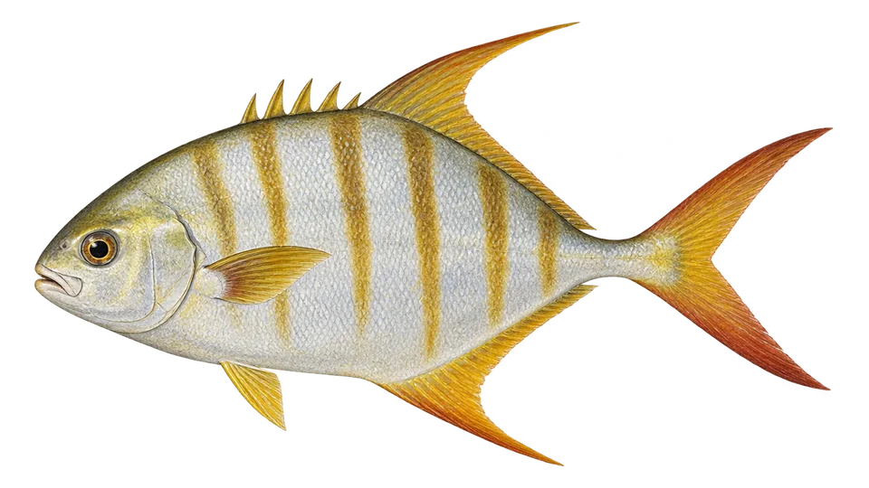 Scientific illustration of Gafftopsail pompano