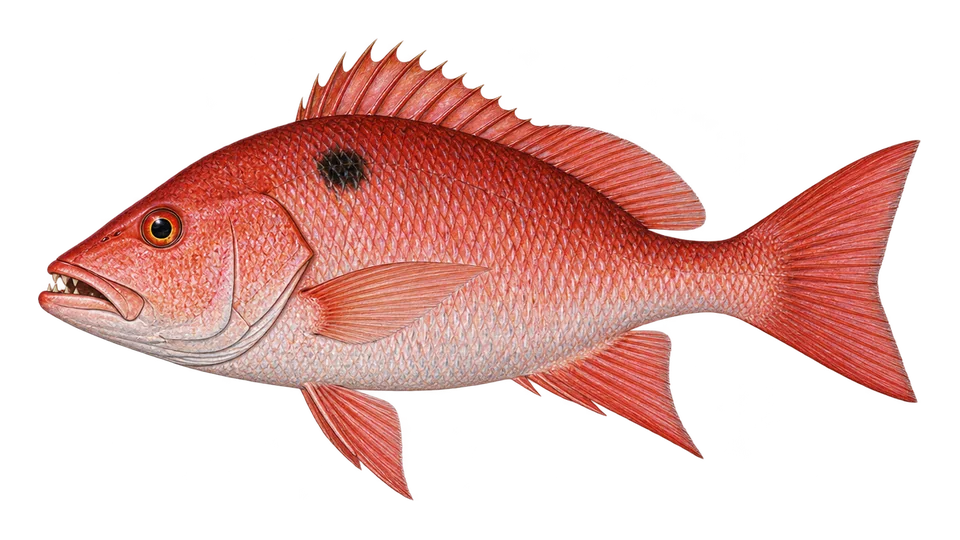 Scientific illustration of Northern red snapper