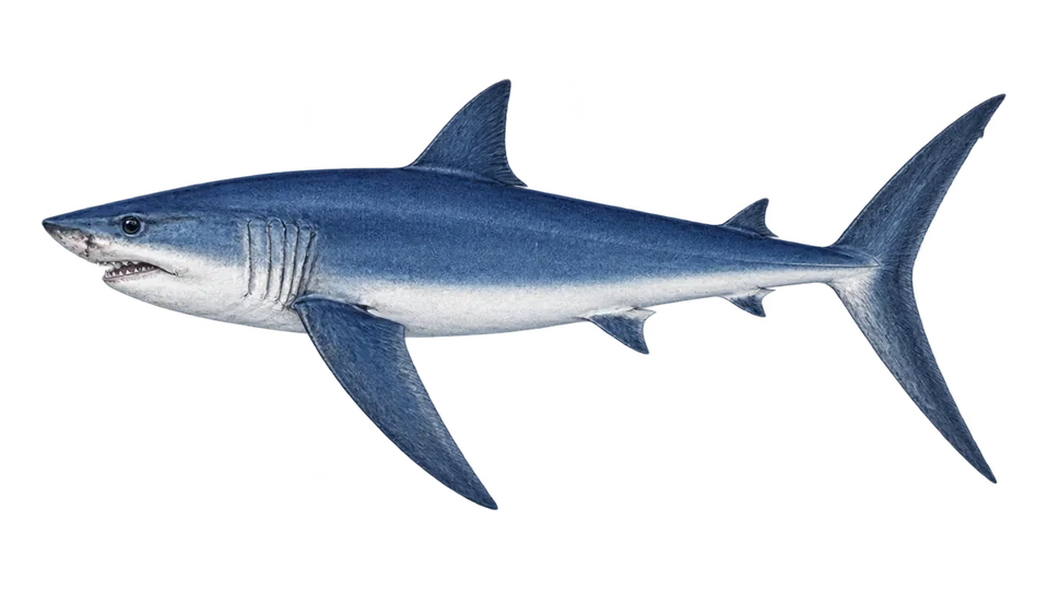 Scientific illustration of Longfin mako